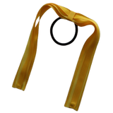 School Uniform Hair Accessories Ponytail Streamer Straight Hair Tie - Pinkberry Kisses Mazie Yellow Base & Top Ribbon Lemon Yellow