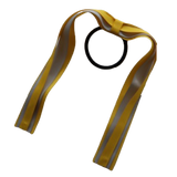 School Uniform Hair Accessories Ponytail Streamer Straight Hair Tie - Pinkberry Kisses Mazie Yellow Base & Top Ribbon Light Grey