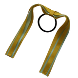 School Uniform Hair Accessories Ponytail Streamer Straight Hair Tie - Pinkberry Kisses Mazie Yellow Base & Top Ribbon Light Pastel Green