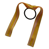 School Uniform Hair Accessories Ponytail Streamer Straight Hair Tie - Pinkberry Kisses Mazie Yellow Base & Top Ribbon Peach