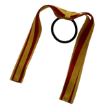 School Uniform Hair Accessories Ponytail Streamer Straight Hair Tie - Pinkberry Kisses Mazie Yellow Base & Top Ribbon Red