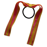 School Uniform Hair Accessories Ponytail Streamer Straight Hair Tie - Pinkberry Kisses Mazie Yellow Base & Top Ribbon Shocking Pink
