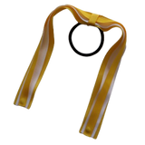 School Uniform Hair Accessories Ponytail Streamer Straight Hair Tie - Pinkberry Kisses Mazie Yellow Base & Top Ribbon White