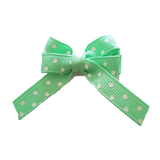Baby and Toddler non slip hair bow -Green polka dots