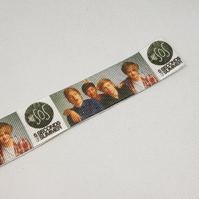 22mm (7/8) 5 Seconds of Summer SOS Printed Grosgrain Ribbon by the meter
