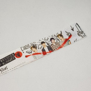22mm (7/8) 5 Seconds of Summer Band Printed Grosgrain Ribbon by the meter Pinkberry Kisses 