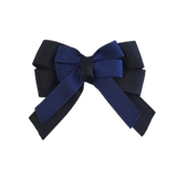 amore bow double layer colour school uniform hair clip school hair accessories hair bow baby girl pinkberry kisses black Navy Blue