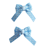 Baby and Toddler non slip hair clips - blue polka dot Pair