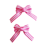 Baby and Toddler non slip hair clips - hot pink and white stripes Pair Hair Bows hair clip set
