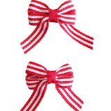 Baby and Toddler non slip hair clips - red and white stripes Hair Bows hair clip set