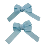 Baby and Toddler non slip hair clips - Baby Hair Bow Pinkberry Kisses Light Blue Pair of Hair Bows
