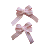 Baby and Toddler non slip hair clips - light pink stripes Pinkberry Kisses Hair Bows hair clip set