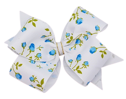 Hair bows for adults timeless collection - blue and White flowers