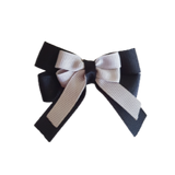 amore bow double layer colour school uniform hair clip school hair accessories hair bow baby girl pinkberry kisses black Light Silver