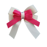 amore bow double layer colour school uniform hair clip school hair accessories hair bow baby girl pinkberry kisses Cream hot pink