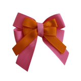 amore bow double layer colour school uniform hair clip school hair accessories Non Slip Hair Clip hair bow baby girl pinkberry kisses Hot Pink  Tangerine