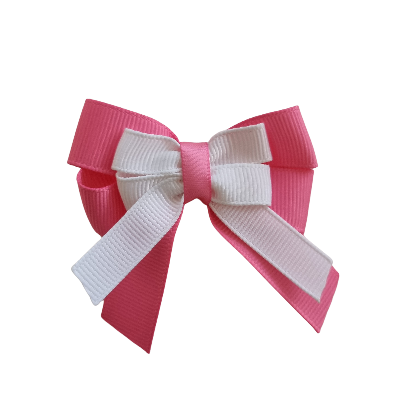 amore bow double layer colour school uniform hair clip school hair accessories Non Slip Hair Clip hair bow baby girl pinkberry kisses Hot Pink White
