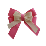 amore bow double layer colour school uniform hair clip school hair accessories Non Slip Hair Clip hair bow baby girl pinkberry kisses Hot Pink  Cream Ivory