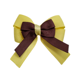 amore bow double layer colour school uniform hair clip school hair accessories hair bow baby girl pinkberry kisses Lemon Yellow  Brown