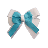 camore bow double layer colour school uniform hair clip school hair accessories Non Slip Hair Clip hair bow baby girl pinkberry kisses White Misty Turquoise