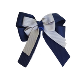 amore bow double layer colour school uniform hair clip school hair accessories hair bow baby girl pinkberry kisses Navy Blue Silver Grey