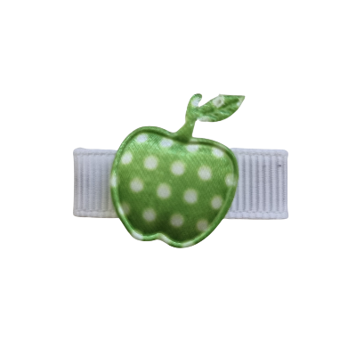 Baby Hair Non Slip Clip - Apple (2 Colours) - Green White Baby Toddler Hair Clip Pinkberry Kisses