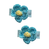 Baby and Toddler non slip hair clips - crochet flower Baby Toddler Hair Accessories Pinkberry Kisses Blue Pair of Hair Clips