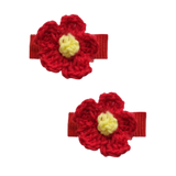 Baby and Toddler non slip hair clips - crochet flower Baby Toddler Hair Accessories Pinkberry Kisses Red Pair of Hair Clips