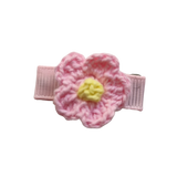 Baby and Toddler non slip hair clips - crochet flower Pink and Yellow Baby Toddler Hair Accessories Pinkberry Kisses