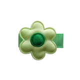 Baby and Toddler non slip hair clips - Bright Green satin flower Pinkberry Kisses