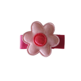 Baby and Toddler non slip hair clips - Light Pink and Hot Pink satin flower Pinkberry Kisses