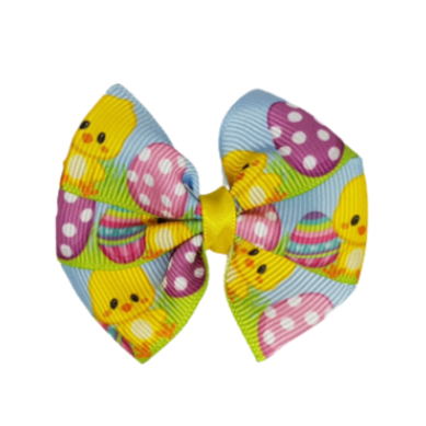 Bella Hair Bow - Easter Egg with Chickens  Hair accessories for girls Hair Accessories for Babies Hair Bow for Babies Hair bow for Toddler Non Slip Hair Bow 