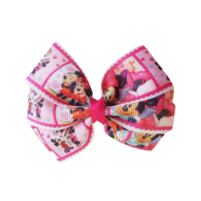 Bella Hair Bow - Mickey and Minnie Mouse in Love non Slip Hair Bow Clip Baby and toddler Hair Accessories Pinkberry Kisses