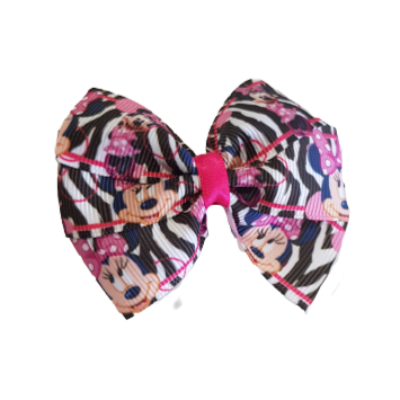 Bella Hair Bow - Minnie Mouse with Zebra Stripes Non Slip Hair Clip Baby and Toddler Hair Accessories Pinkberry Kisses