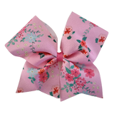 Cheer Large Hair Bow 17cm (8 Patterns) Non Slip Hair Bow Clip Hair Accessories Pinkberry Kisses  Pink Floral