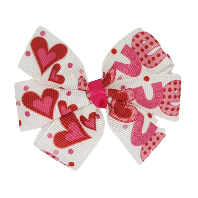 Chica Hair Bow - LOVE non Slip Hair Clip Baby toddler hair accessories Pinkberry Kisses