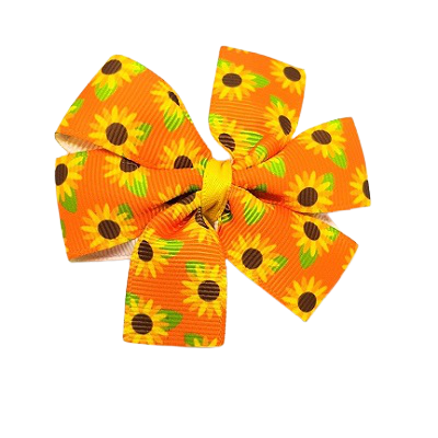 Chica Hair Bow - Sunflowers Orange Non Slip Hair Clip Baby toddler Hair Accessories Pinkberry Kisses