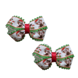 Christmas Hair Accessories - Cherish Hair Jolly Christmas Monkey Non Slip Hair Clip Hair accessories for girls Hair accessories for baby - Pinkberry Kisses  Pair of Hair Bows