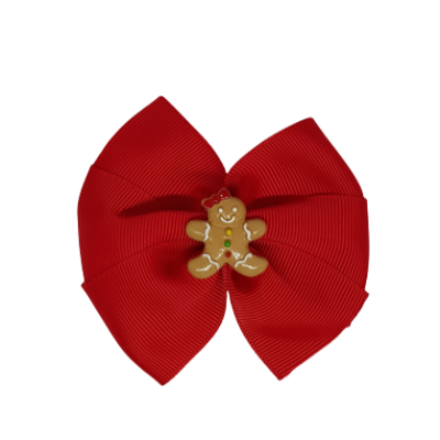 Christmas Hair Accessories - Red Bella Gingerbread Girl Hair Bow Hair accessories for girls Hair accessories for baby - Pinkberry Kisses