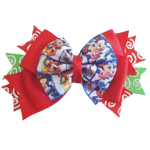 Christmas Hair Accessories - Stacked Layered Minnie and Mickey Mouse in the Snow Pinkberry Kisses 