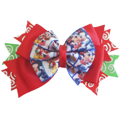 Christmas Hair Accessories - Stacked Layered Minnie and Mickey Mouse in the Snow Pinkberry Kisses 