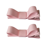 School Hair Accessories - School Deluxe Non Slip Hair Clippies 1 Colour (Set of 2) Non Slip Hair Clip Bows Pinkberry Kisses Baby Toddler Girl Hair Bow Light Pink