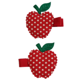 Embellished Non Slip Hair Clip - Large Apple on red Pinkberry Kisses