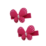 Embellished Hair Clip - Butterfly Spotty Bright Pink Non Slip Hair Clip Baby Girl Hair Accessories Pair of Hair Clips