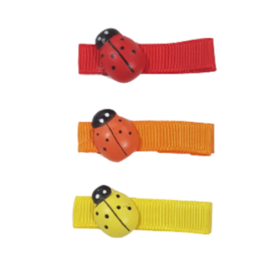 Embellished Hair Clip - Ladybugs - Set of Three (Red, Orange, Yellow) Non Slip Hair Clip Hair Accessories