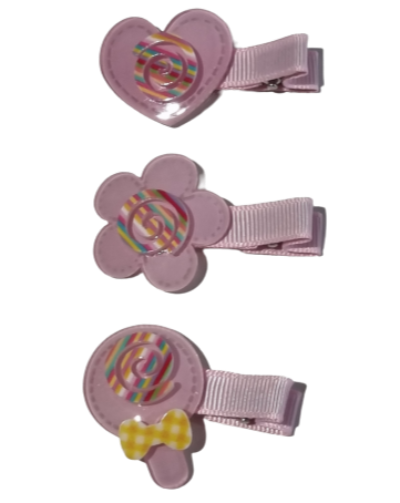 Embellished Hair Clip - Pretty in Pink - Set of Three Non Slip hair clips pinkberry Kisses