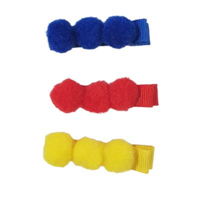 Embellished Hair Clip - Set of Three (Red, Blue, Yellow Hair Accessories for Baby Girl Pinkberry Kisses