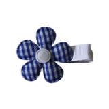 Embellished Non Slip Hair Clip - Blue Checked Flower Baby Toddler Hair Accessories Pinkberry Kisses