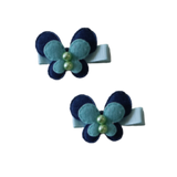 Embellished Non Slip Hair Clip - Butterfly Two Colour Non Slip Hair Clip Baby Girl Hair Accessories Navy and Blue