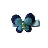 Embellished Non Slip Hair Clip - Butterfly Two Colour Non Slip Hair Clip Baby Girl Hair Accessories Navy and Light Blue